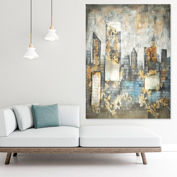 Mondiart Canvas schilderij Mondiart 'Abstracte skyline'