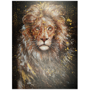 Canvas schilderij 'Lion with gold'
