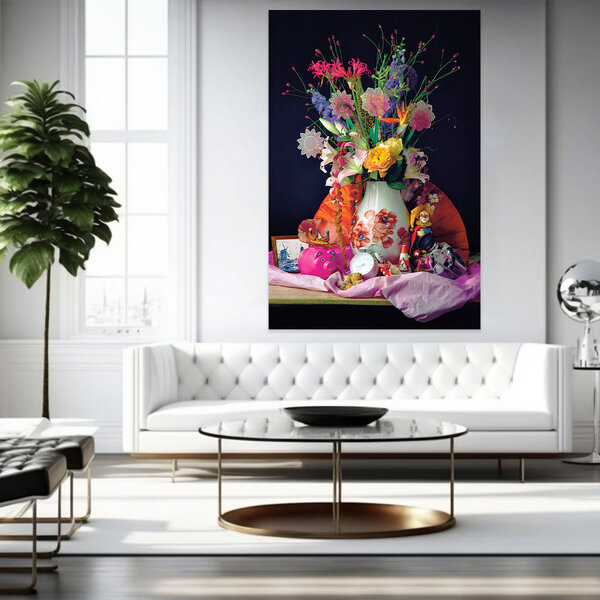 Mondiart Aluart schilderij Mondiart 'Oud hollandse kleurrijke bloemen'