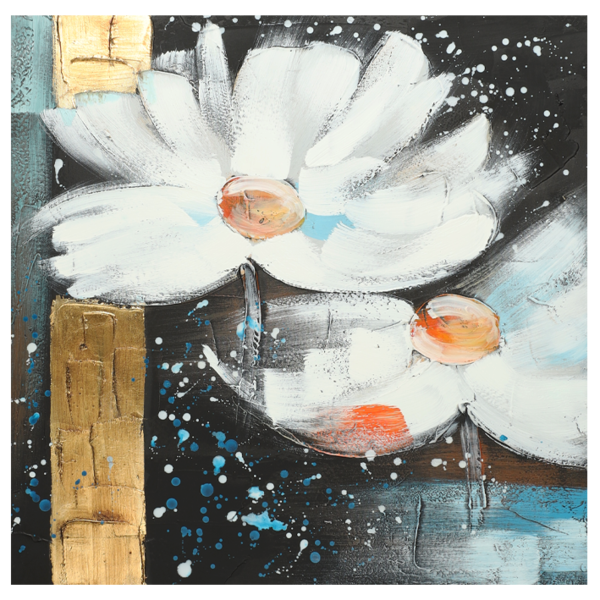 Mondiart Canvas Mondiart 'Twee witte bloemen'