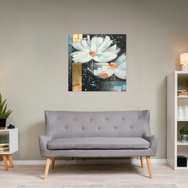 Mondiart Canvas Mondiart 'Twee witte bloemen'