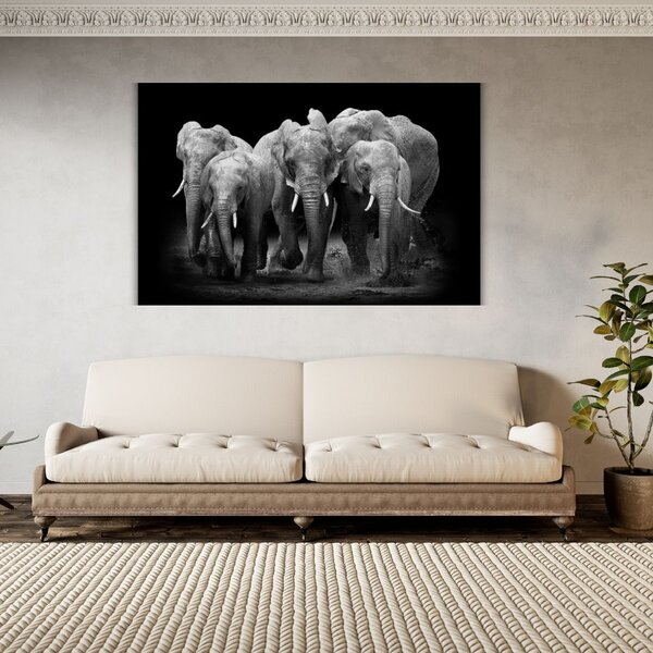 Mondiart Aluart schilderij Mondiart 'The Elephants Group'