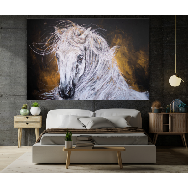 Mondiart Aluart schilderij Mondiart 'The White Horse'