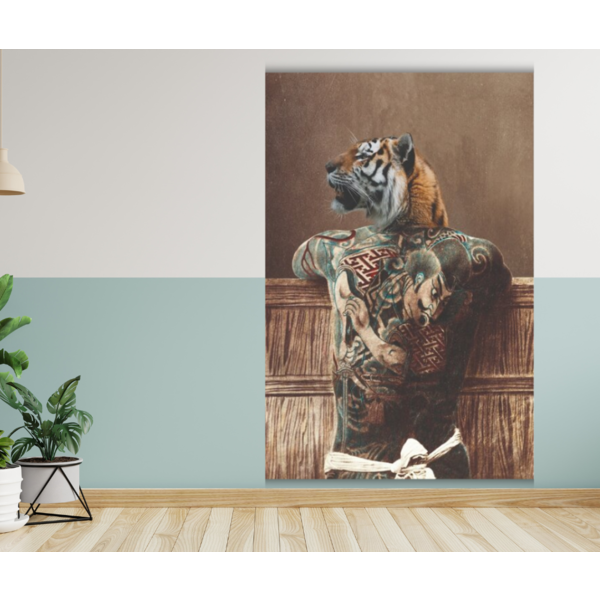 Mondiart Aluart schilderij Mondiart 'Tiger with tattoos'