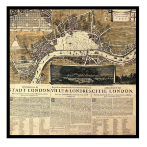 Ingelijste poster 'Map of London 1666'