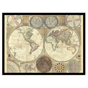 Ingelijste poster ' Old vintage world map'