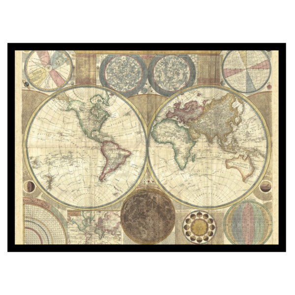 Mondiart Ingelijste poster ' Old vintage world map'