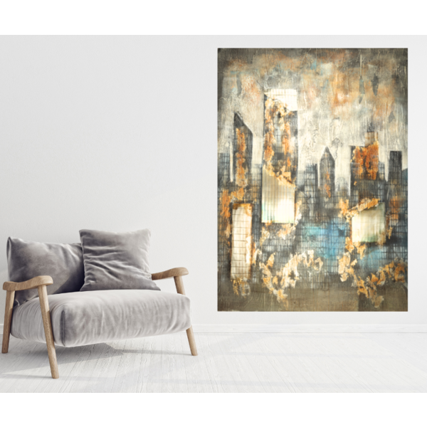 Mondiart Canvas schilderij Mondiart 'Abstracte skyline'