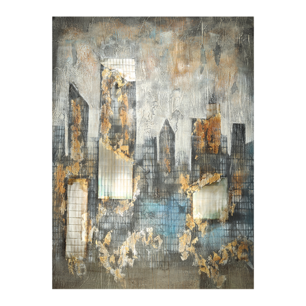 Mondiart Canvas schilderij Mondiart 'Abstracte skyline'