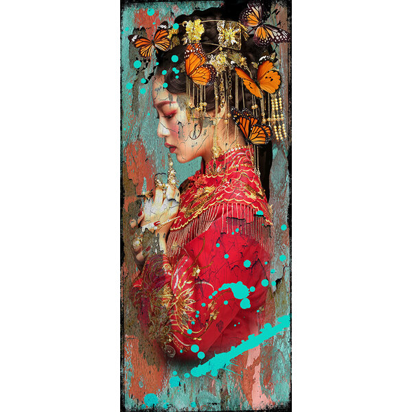 Hans jochem bakker Leather dibond schilderij 'Geisha III'