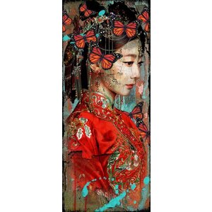 Leather dibond schilderij 'Geisha I'