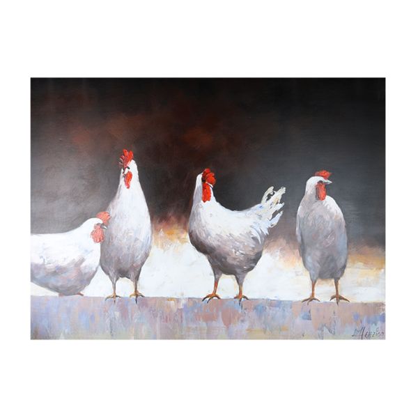 Mondiart Canvas schilderij  Mondiart'De vier kippen'