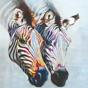 Aluart schilderij 'Colourful Zebra's'