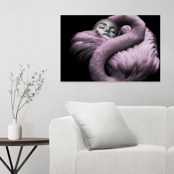 Mondiart Aluart schilderij Mondiart 'Vrouw met Flamingo'