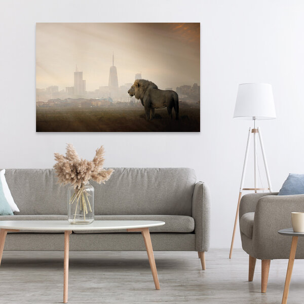 Mondiart Aluart schilderij Mondiart 'Lion And The City'