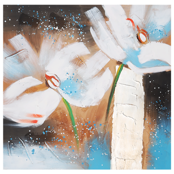 Mondiart Canvas schilderij Mondiart 'Witte Bloemen'