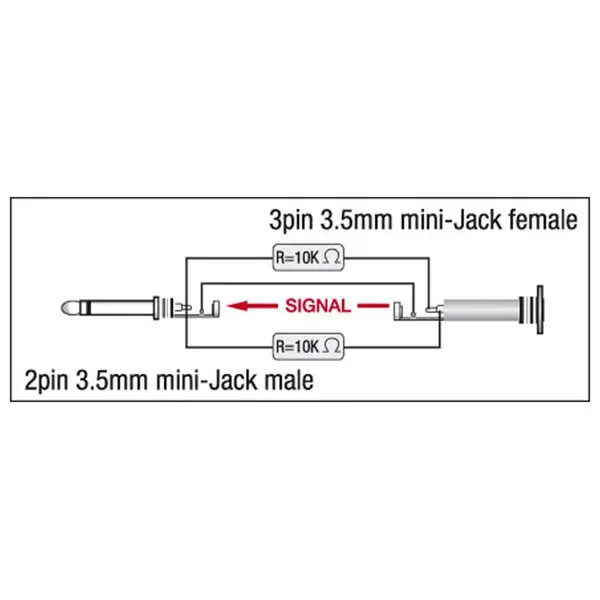 DAP DAP | XGA43 | XGA43 - mini-jack/M mono to mini-jack/F - incl. 2 x 10 kOhm resistors | Avec des résistances 2 x 10 kilo-ohm