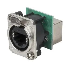 DAP DAP | RFC01 | Ethernet RJ45 D-size Chassis | Feedthrough receptacle in D-sized metal flange with the secure latching system - Nickel - CAT5E