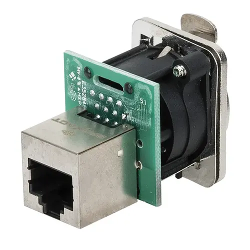 DAP DAP | RFC01 | Ethernet RJ45 D-size Chassis | Feedthrough receptacle in D-sized metal flange with the secure latching system - Nickel - CAT5E