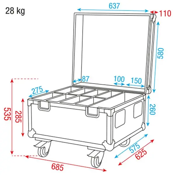 Showtec Showtec | D7475 | Case for 8x Compact Par 7/18 | With accessory compartment