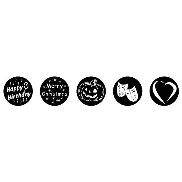 Showtec Showtec | 34050 | Season Gobo Set for ACT Profile 50 WW | Gobos 5 saisons (Anniversaire, Noël, Halloween, Carnaval, Amour)