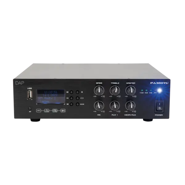 DAP DAP | D6170 | PA-380TU 80 W 100 V Amplifier | Bluetooth 5.0, USB, Microphone (6.3 mm jack), AUX (RCA) and FM radio