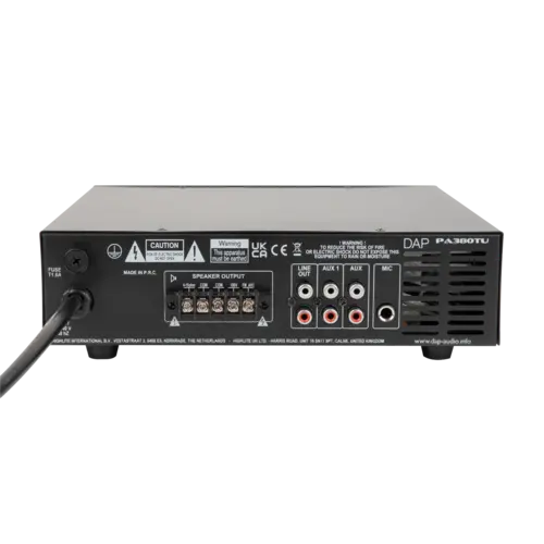 DAP DAP | D6170 | PA-380TU 80 W 100 V Amplifier | Bluetooth 5.0, USB, Microphone (6.3 mm jack), AUX (RCA) and FM radio