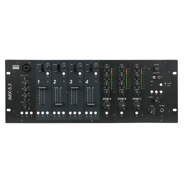 DAP DAP | D2352 | IMIX-5.3 | 5-kanaals 4U installatiemixer | 3 zones