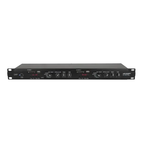 DAP DAP | D1245 | MP-220BT Media Player with Bluetooth | 1U Dual Media Player with FM radio, USB/SD card player, Bluetooth 4.2, and paging mic interface