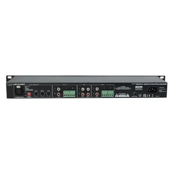 DAP DAP | D1245 | MP-220BT Media Player with Bluetooth | 1U Dual Media Player with FM radio, USB/SD card player, Bluetooth 4.2, and paging mic interface