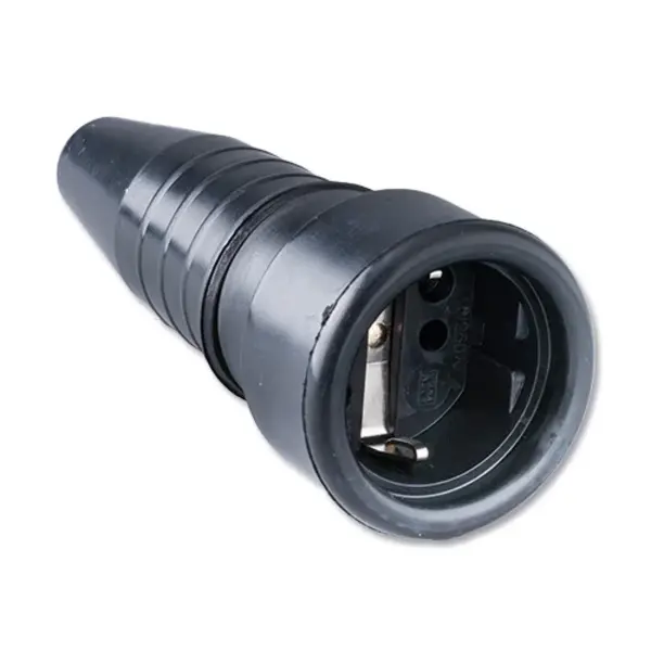 Keraf | 104455 | German schuko coupling | Peripheral rubber | Colour: Black | Type 522