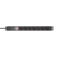 Adam Hall | 87471X7 | 19" Power Strip 1HE 7-weg met schakelaar & beschermkap
