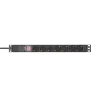 Adam Hall | 87471X7 | 19" Power Strip 1HE 7-way with switch & protective cover