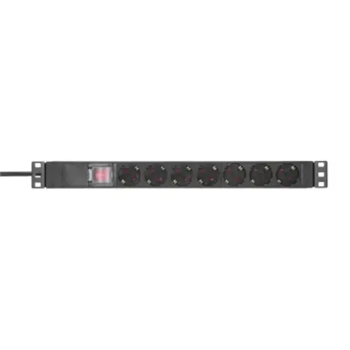 Adam Hall | 87471X7 | 19" Power Strip 1HE 7-way with switch & protective cover