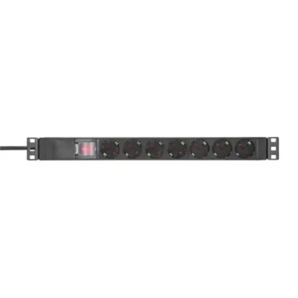 Adam Hall | 87471X7 | 19" Power Strip 1HE 7-way with switch & protective cover