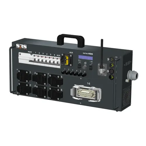 SRS Lighting* SRS Lighting | Gradateur portable 6 canaux | Principal : disjoncteur différentiel | DMX 3+5 broches | Panneau de connexion exclusif