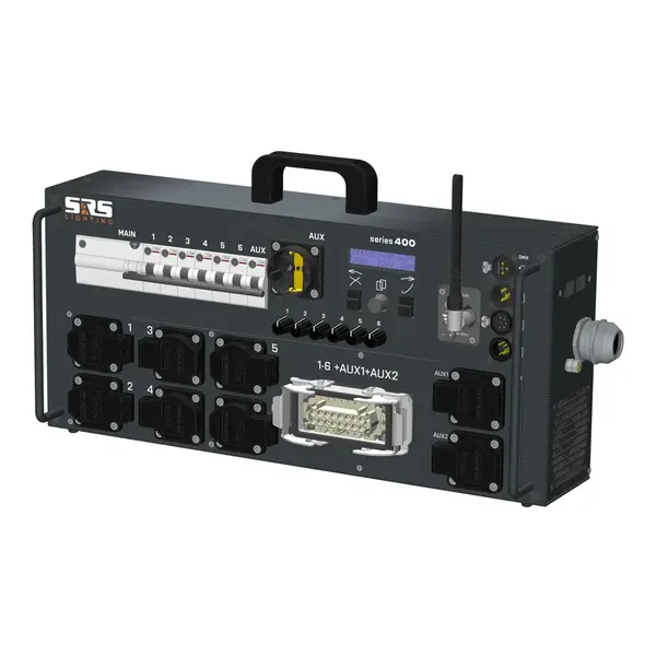 SRS Lighting* SRS Lighting | Portable dimmer 6-channel | Main: Earth leakage switch | DMX 3+5pin | Exclusive connection panel