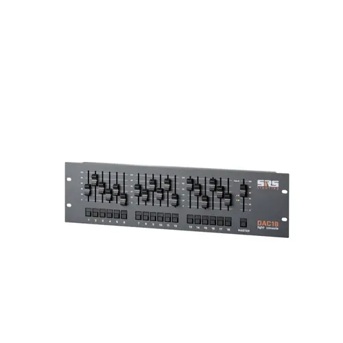 SRS Lighting* SRS Lighting | 12- of 18-kanaals bedieningspaneel | 19-inch 3U | DMX+ 0/+10V console | DMX out: 3+5pin | incl. externe voeding