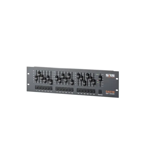 SRS Lighting* SRS Lighting | 12- or 18-channel control panel | 19-inch 3U | DMX+ 0/+10V console | DMX out: 3+5pin | incl. external power supply