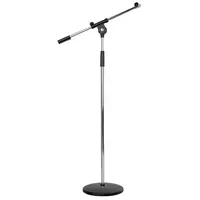 Showgear | D8105C | Support de microphone de base | 3kg | 160cm | avec bras de microphone réglable | Couleur : Chrome