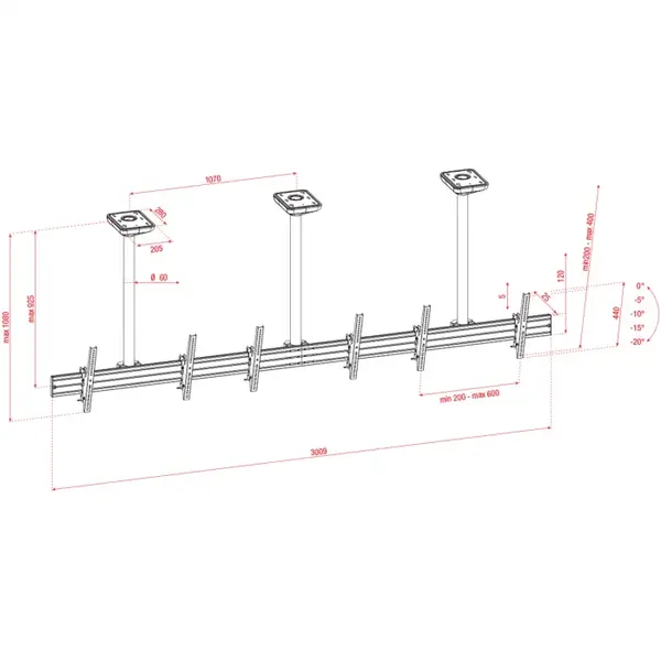 Showgear Showgear | PCM4555S-3 | Plafondbevestiging met drie schermen