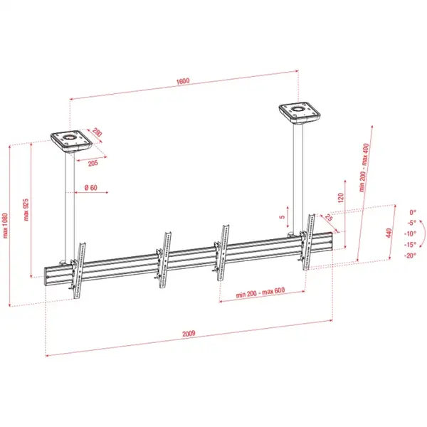 Showgear Showgear | PCM4555S-2 | Ceiling mount with two screens
