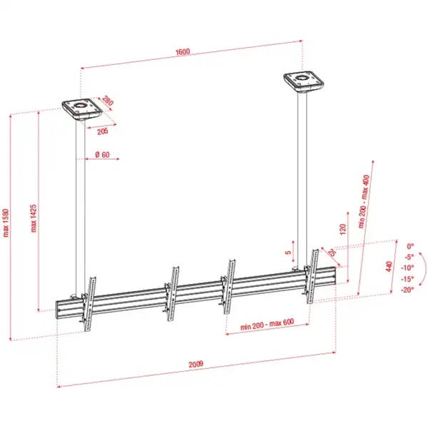 Showgear Showgear | PCM4555S-2 | Support plafond avec deux écrans