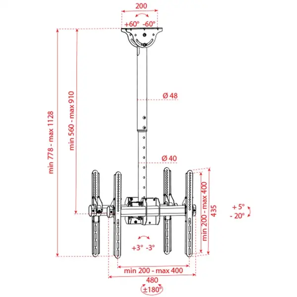 Showgear Showgear | CLB3255SD | TV Ceiling Mount Double-Sided