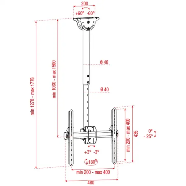 Showgear Showgear | CLB3255S | TV Plafondbevestiging