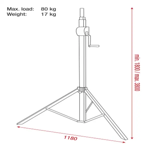Showgear Showgear | 70831 | Basic 3800 Wind up statief | 80 kg