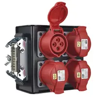 Showgear Showgear | 70297 | Breakoutbox | Output: 4 CEE 16A 4Pins rood | Input: 16 pin Harting