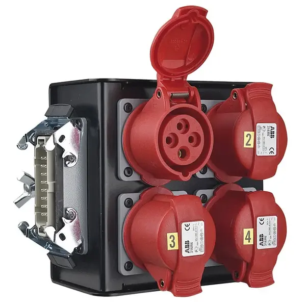 Showgear Showgear | 70297 | Breakoutbox | Output: 4 CEE 16A 4Pins rood | Input: 16 pin Harting