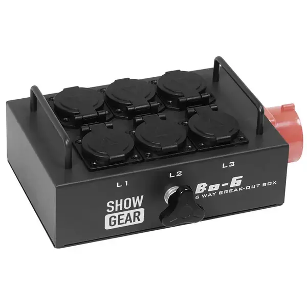 Showgear Showgear | 50290 | BO6PW | Boîtier de dérivation | Sortie : 6 Schuko | Entrée : CEE 16A 5Pins