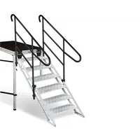 GUIL | ECP-6 | escalier réglable en aluminium (6 marches en tôle perforée) | pour podiums de 90 à 180 cm | y compris deux mains courantes et connecteurs